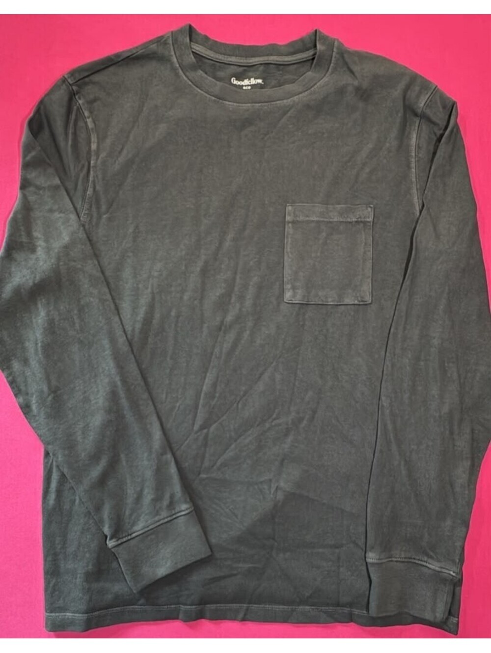 Goodfellow & Co Vintage Long Sleeve Pocket Tee Gray Size S New